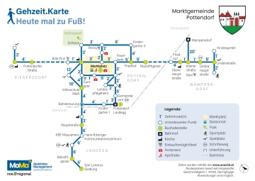 Gehzeit.Karte Pottendorf - Heute mal zu Fuß!
